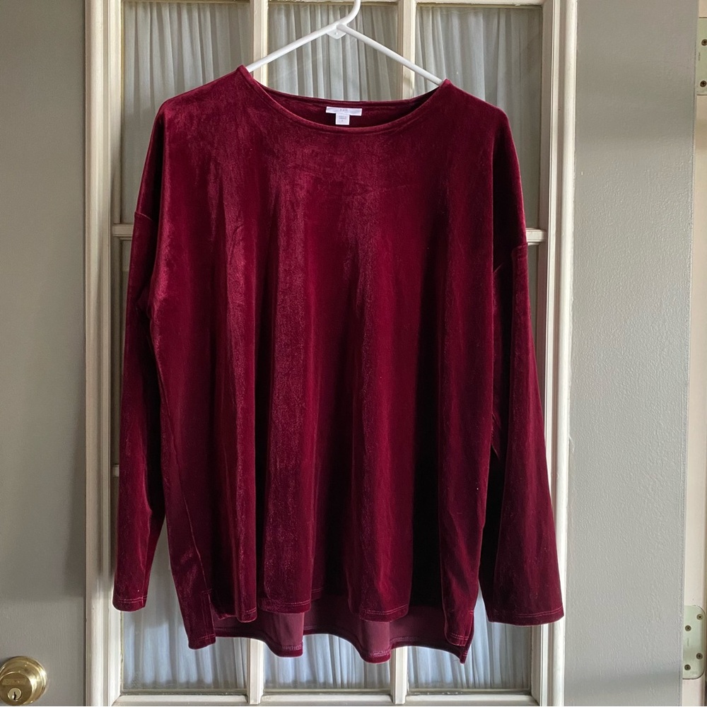 J. Jill Velvet Top in Deep Burgundy